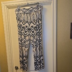 INC International Concepts Black and White Ikat Wide-Leg Pants